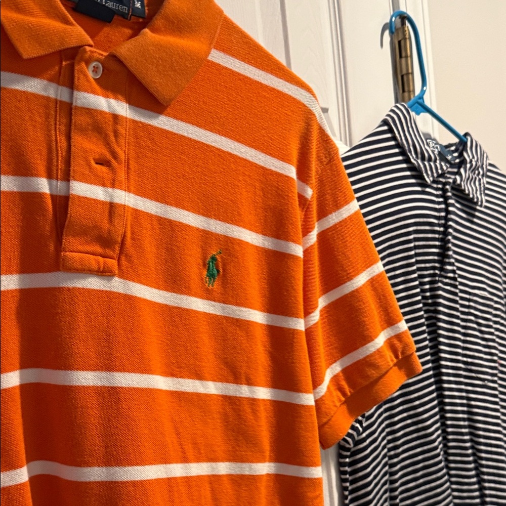 Ralph Lauren Orange and White Striped Polo
